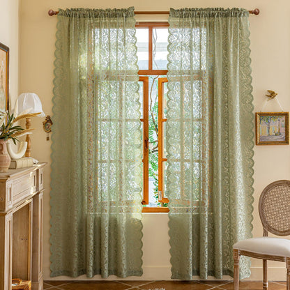 ALIGOGO Black Lace Curtains for Living Room, Gothic Decor, 52W x 84L Inch