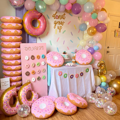 6 Pcs 13.78" Pink Donut Floor Pillow, for Donut Birthday Party Decor