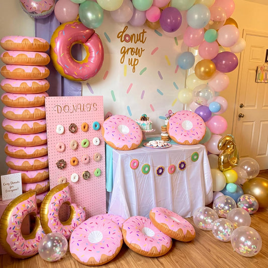 6 Pcs 13.78" Pink Donut Floor Pillow, for Donut Birthday Party Decor