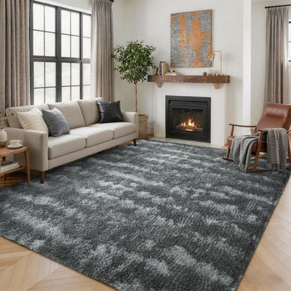 5x7 Black Area Rugs for Living Room, Large Fluffy Shag Bedroom Rugs Non-Slip, Ultra Soft Plush Carpet for Nursery Kids PlayRoom Dorm Office Indoor Modern Carpets