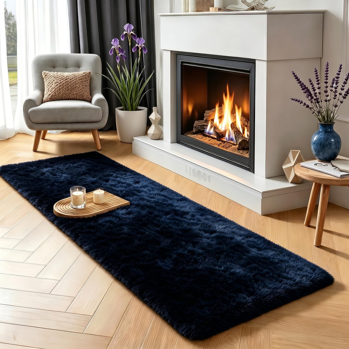 Fluffy Grey Rug for Bedroom 4x6, Modern Area Rugs for Kids Room Living Room