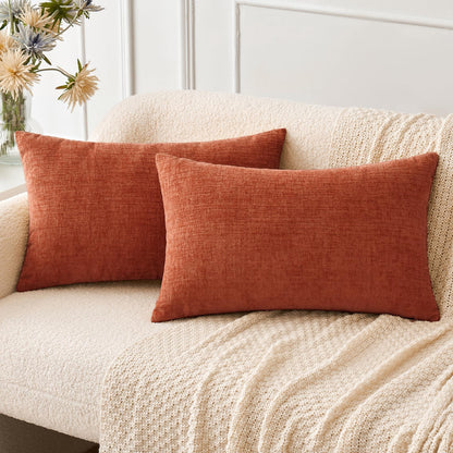 MIULEE Soft Chenille Throw Pillow Covers Sage Green 18x18 Inch Pack of 2