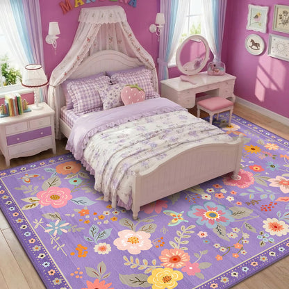 RELEANY Floral Washable 5x7 Area Rugs Pink