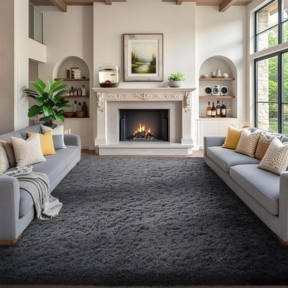 Ophanie Area Rugs for Living Room Bedroom, Washable Non-Slip Fluffy Soft Grey Shag Carpet, Indoor Floor Gray 4x6 Fuzzy Shaggy Living Room Plush Rug for Kids Home Dorm Decor Aesthetic