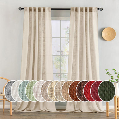 MIULEE Natural White Linen Curtains 52x84 Inch Long for Bedroom Living Room
