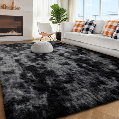 Fluffy Grey Rug for Bedroom 4x6, Modern Area Rugs for Kids Room Living Room