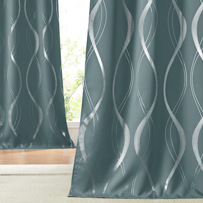 NICETOWN Grey Blackout Striped Pattern Curtains for Living Room, 52 x 84