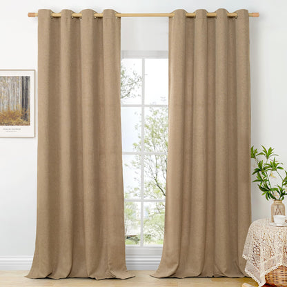 BGment Oatmeal Linen Curtains 84 Inch Length 2 Panels Set for Living Room