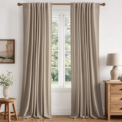 MIULEE 100% Blackout Linen Curtains for Bedroom 40W x 84L Cream 2 Panels