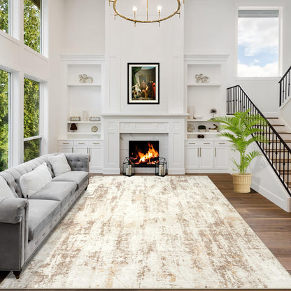 8x10 Area Rugs for Living Room: Washable Abstract Black Grey Gold Carpet