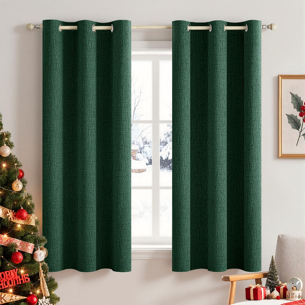 MIULEE 100% Blackout Linen Curtains for Bedroom 52x84 Inches Natural Beige