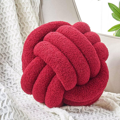 Uvvyui Knot Pillow Ball, Soft Home Decorative Round Throw Pillow, Handmade Knotted Plush Pillow, Round Boucle Pillow Cushion (8.6 Inches Ivory)