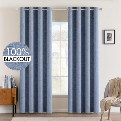 MIULEE 100% Blackout Linen Curtains for Bedroom 52x84 Inches Natural Beige