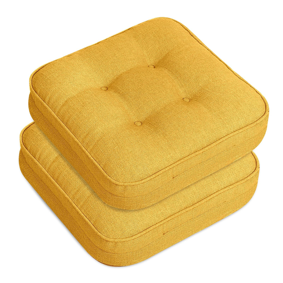 GOFORIT Chair Cushions,Tufted Shredded Memory Foam Chair Pads, Non-Slip Seat Cushions with Removable Cover, 16'' x 16'', Beige