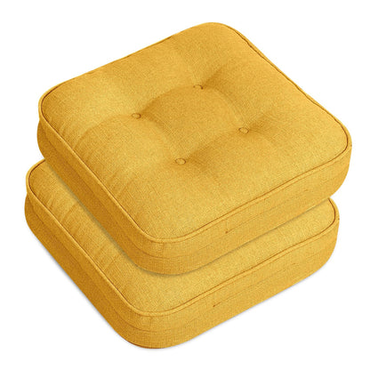 GOFORIT Chair Cushions,Tufted Shredded Memory Foam Chair Pads, Non-Slip Seat Cushions with Removable Cover, 16'' x 16'', Beige