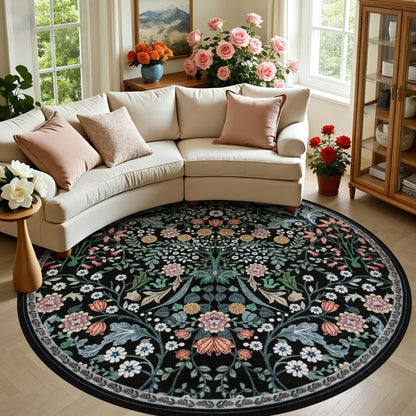 PLHXFR 8x10 Area Rug Living Room: Floral Washable Boho Carpet Dark Green