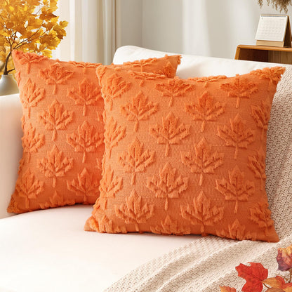 Artscope Fall Pillow Covers 18 x 18 Set of 2 Decorative Autumn Harvest Holiday Pumpkin Throw Pillow Cases Soft Plush Faux Fur Couch Cushion Case for Farmhouse Halloween Sofa Bed Room Home Decor-Rust