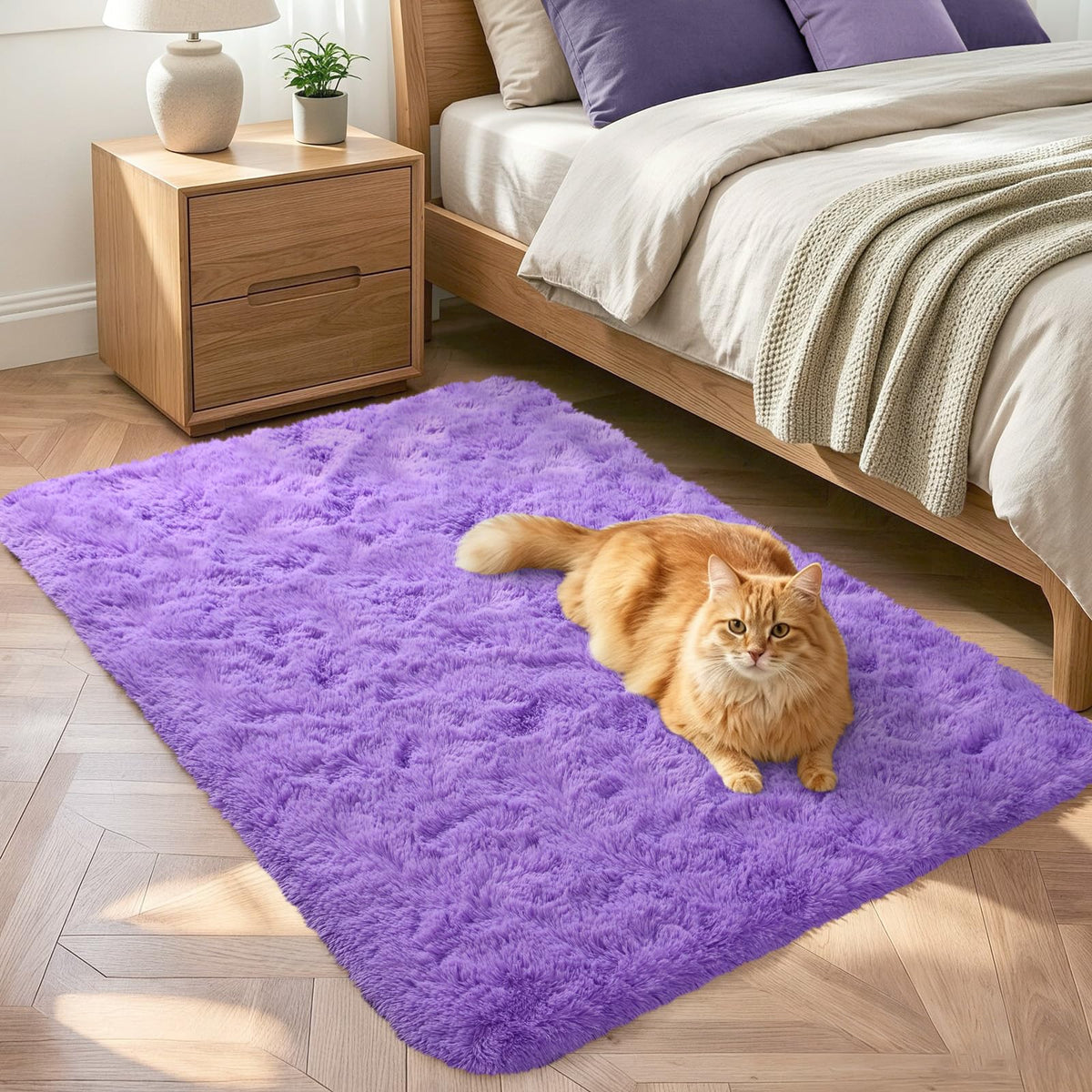 Noahas 2x6 Black Fluffy Soft Runner Rug Non-Slip for Bedroom Dorm Hallway