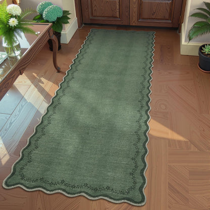 GarveeHome 5x7 Scalloped Area Rug Jute Washable Bedroom Living Room Rug