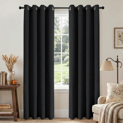 Joydeco 100% Blackout Curtains 63 Inch Length 2 Panels, Greyish White