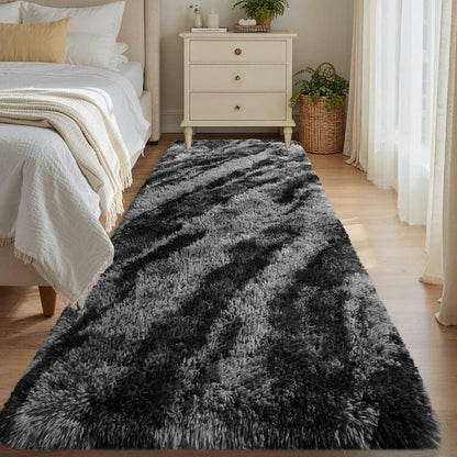 Noahas 2x6 Black Fluffy Soft Runner Rug Non-Slip for Bedroom Dorm Hallway
