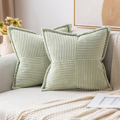 MIULEE Decorative Throw Pillow Covers for Couch 18x18 Inch Beige 2 Pack
