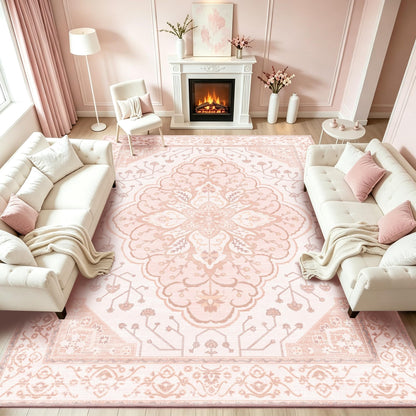 YARNSCAPE 5' x 7' Machine Washable Area Rug, Non-Slip Low-Pile Carpet