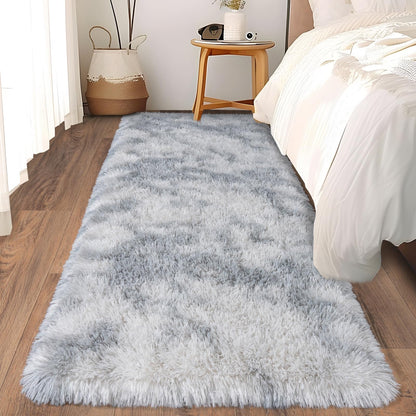 Ultra Soft Runner Rugs for Bedroom Hallways with Upgraded Non-Slip Rubber Backing & Thick Memory Sponge, 2x6 Feet Fluffy Shag Throw Area Rug for Bedside Dorm Dark Grey