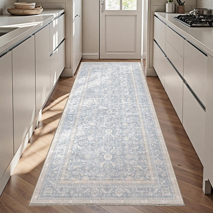 OPPODREAM Vintage Blue Area Rugs 5x7, Washable Rug for Living Room