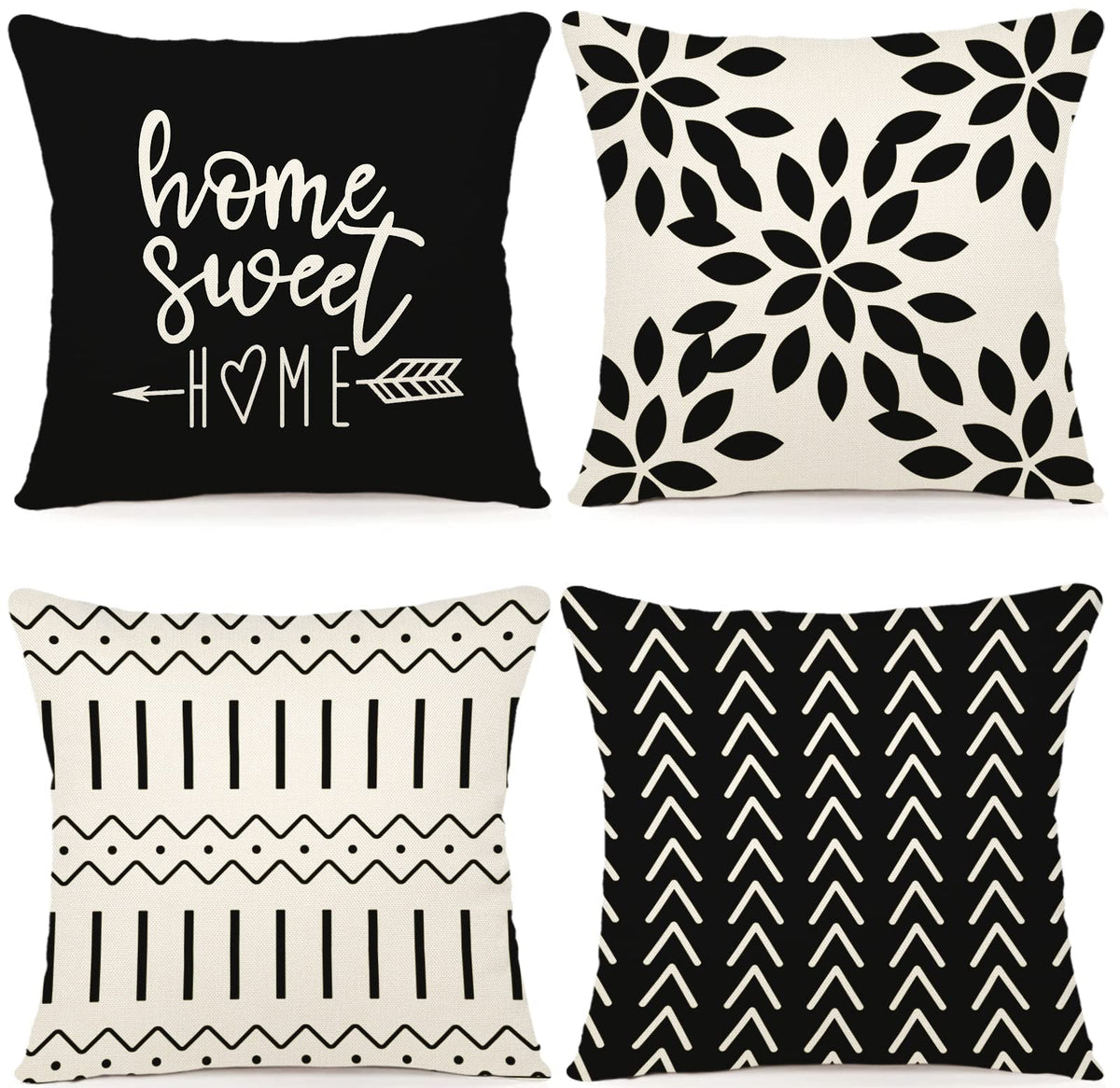 YCOLL Pillow Covers 18x18 Set of 4, Modern Sofa Throw Pillow Cover, Decorative Home Outdoor Linen Fabric Geometric Pillow Case for Couch Bed Car, Yellow