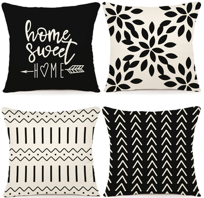 YCOLL Pillow Covers 18x18 Set of 4, Modern Sofa Throw Pillow Cover, Decorative Home Outdoor Linen Fabric Geometric Pillow Case for Couch Bed Car, Yellow