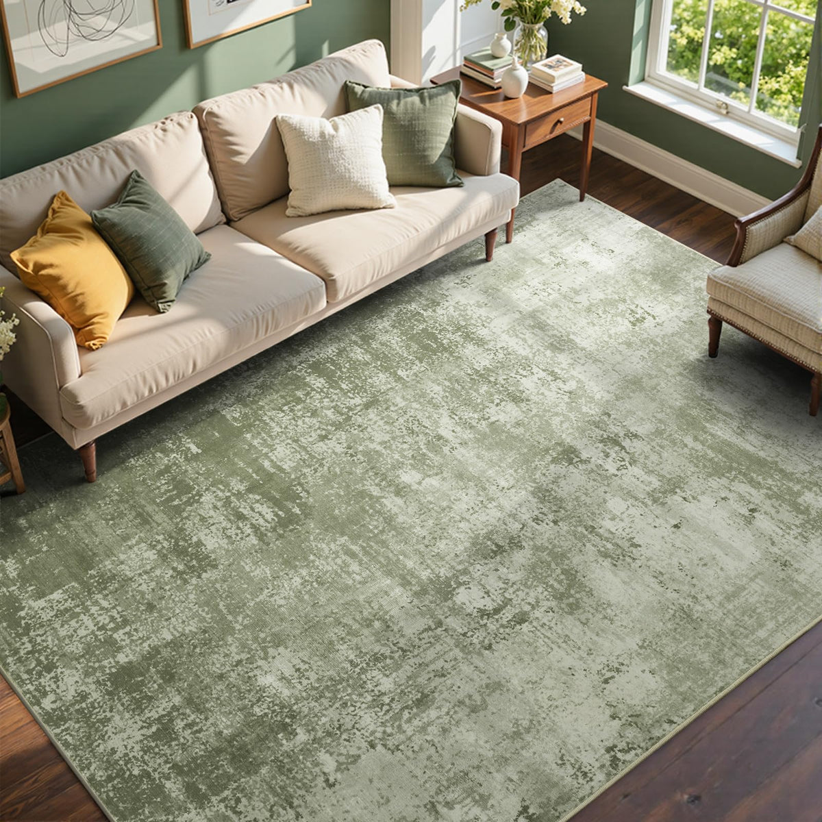 6x9 Ft Abstract Washable Area Rugs for Living Room Blue