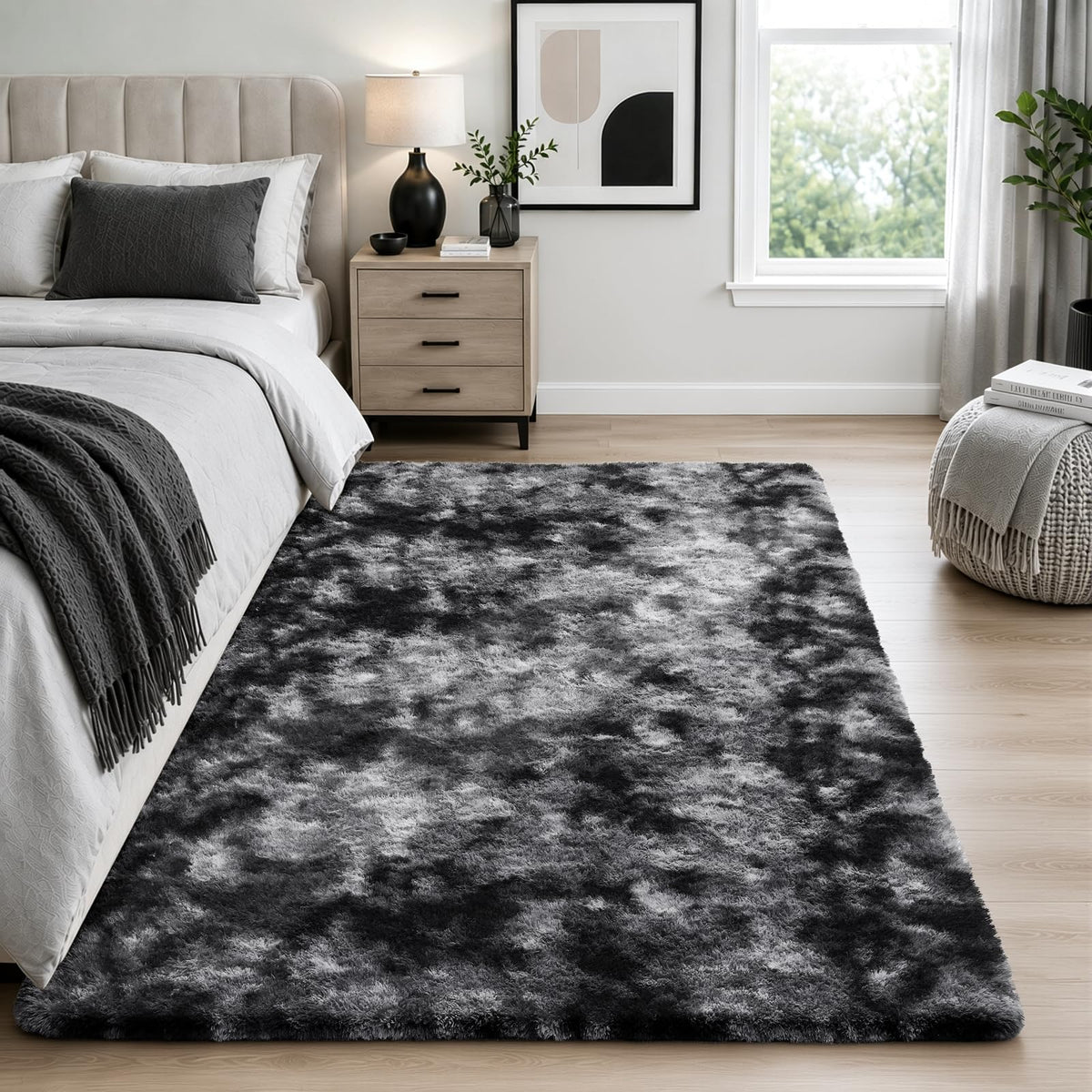Ophanie Area Rugs for Living Room Bedroom, Washable Non-Slip Fluffy Soft Grey Shag Carpet, Indoor Floor Gray 4x6 Fuzzy Shaggy Living Room Plush Rug for Kids Home Dorm Decor Aesthetic