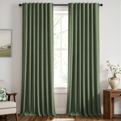 MIULEE 100% Blackout Linen Curtains for Bedroom 42 x 84 Inch Ivory 2 Panels