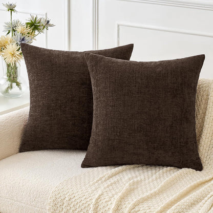 MIULEE Soft Chenille Throw Pillow Covers Sage Green 18x18 Inch Pack of 2