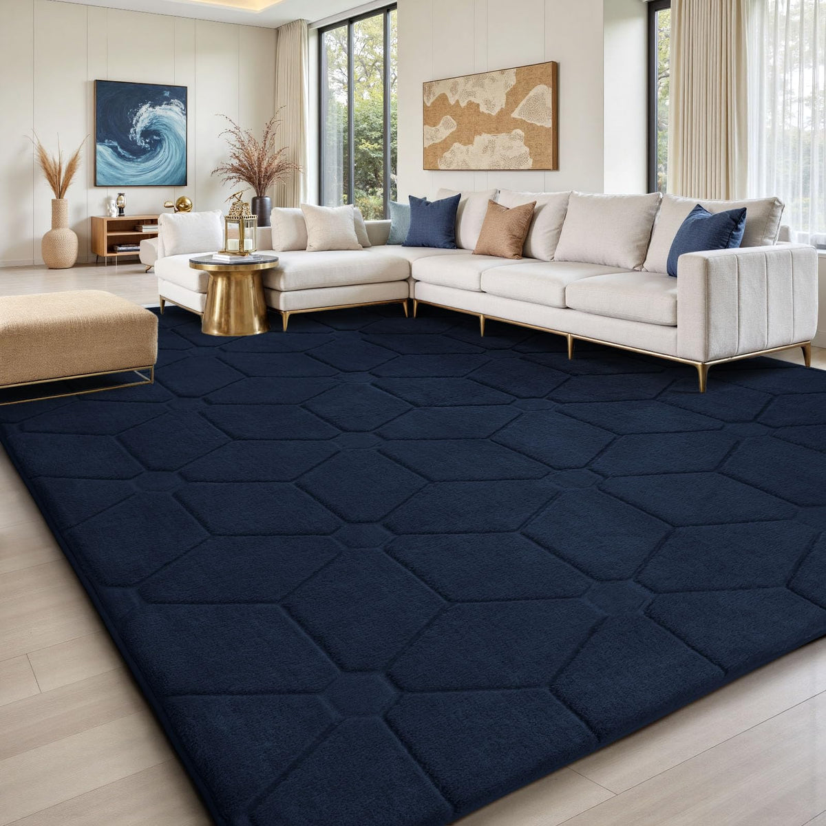 Sour Lemon 8x10 Area Rugs for Living Room Bedroom, Large Carpet Grey Rug