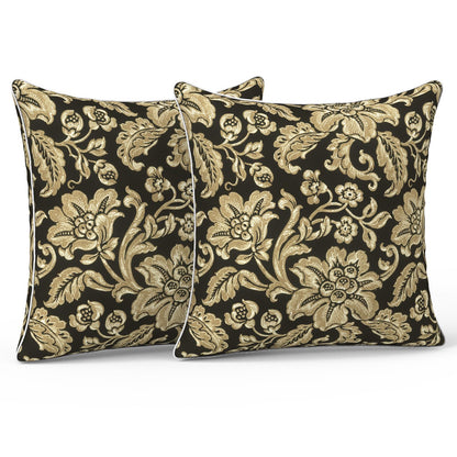 LVTXIII Set of 2 Patio Lumbar Pillows, 12" x 20" Fade Resistant Outdoor Lumbar Pillow with Inners, Fluffy Decorative Garden Lumbar Cushions for Home Patio Coach Sofa Use, Jacobean Black