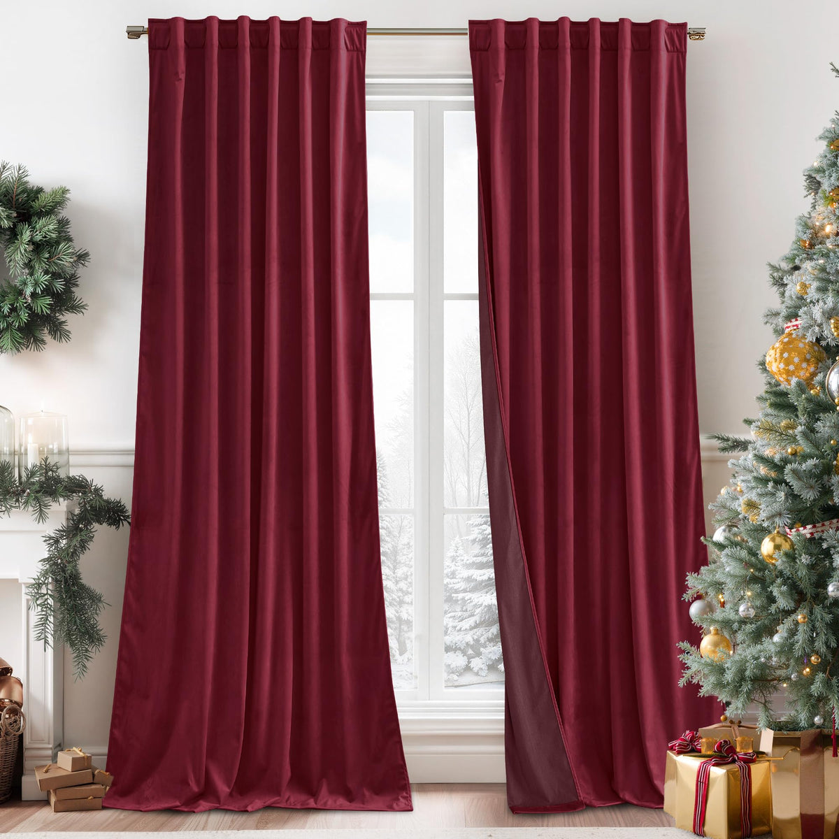 RYB HOME Blue Velvet Blackout Curtains for 84 inches Bedroom Living Room