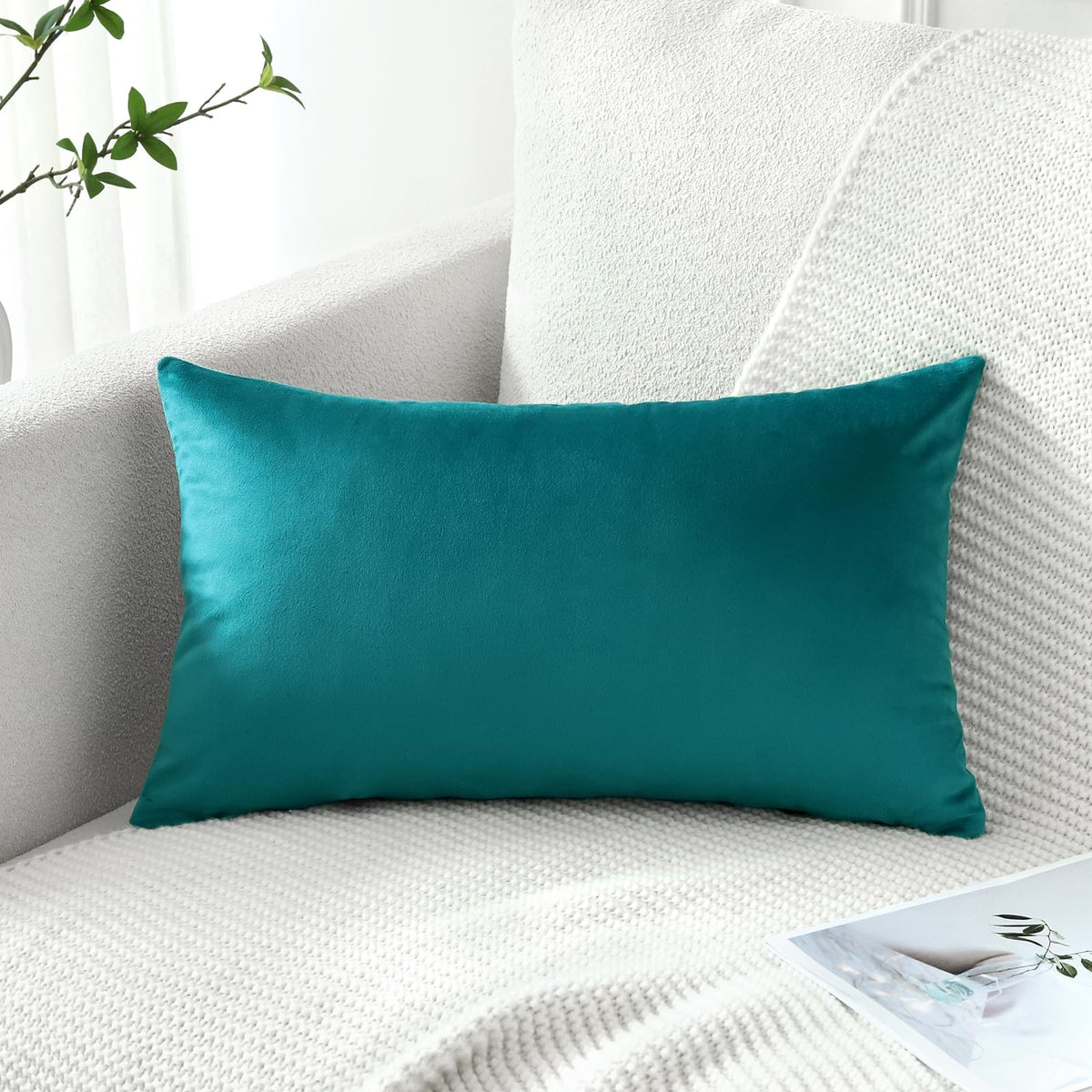 Artscope Luxury Velvet Pillow Covers Super Soft Decorative Square Throw Pillow Covers Case Cushion Covers for Sofa Couch Bedroom Car Decor 20x20 Inch Light Blue
