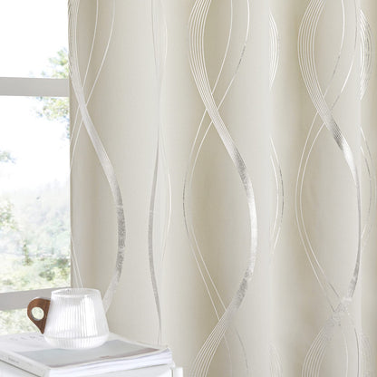 NICETOWN Grey Blackout Striped Pattern Curtains for Living Room, 52 x 84