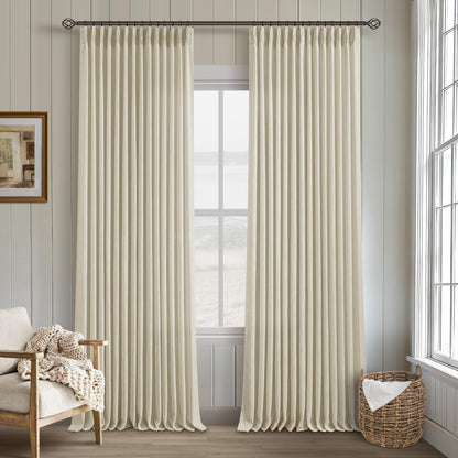 TWODRAPES Natural Pinch Pleated Linen Semi Sheer 84 Inch Curtains 2 Panels