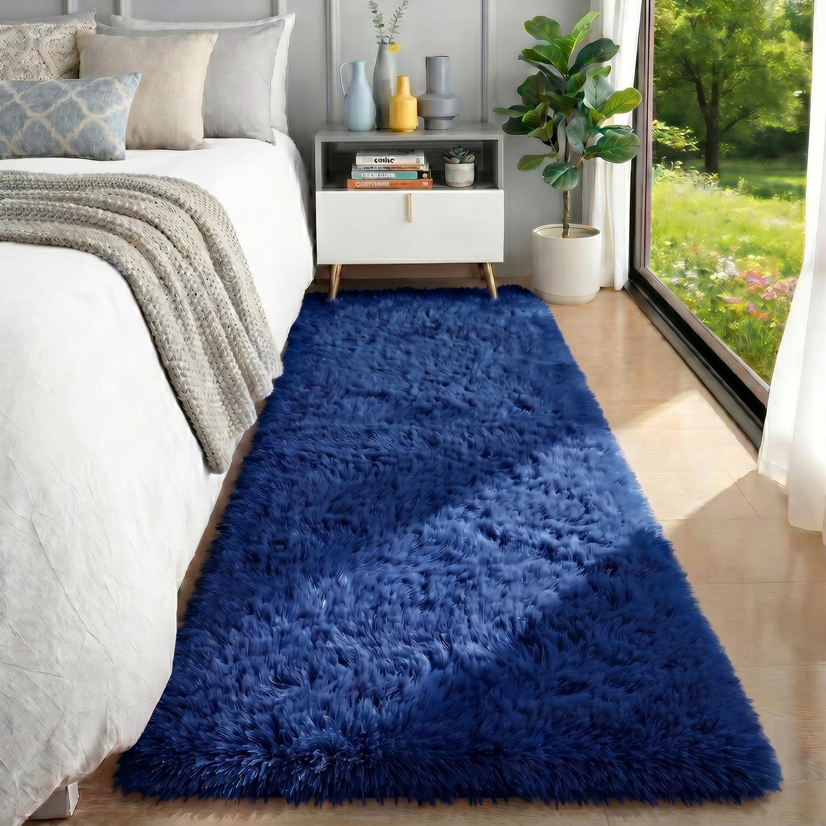 Fluffy Grey Rug for Bedroom 4x6, Modern Area Rugs for Kids Room Living Room
