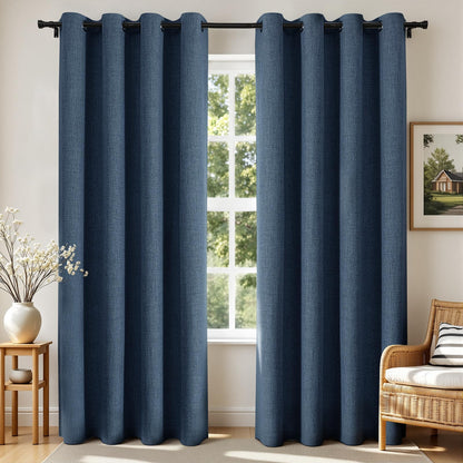 Joydeco Blackout Curtains 84 Inch Long, Linen Black Out Curtains for Bedroom 2 Panels with Grommet, Thermal Insulated, Noise Reducing Room Darkening Drapes Privacy Protection for Living Room Window