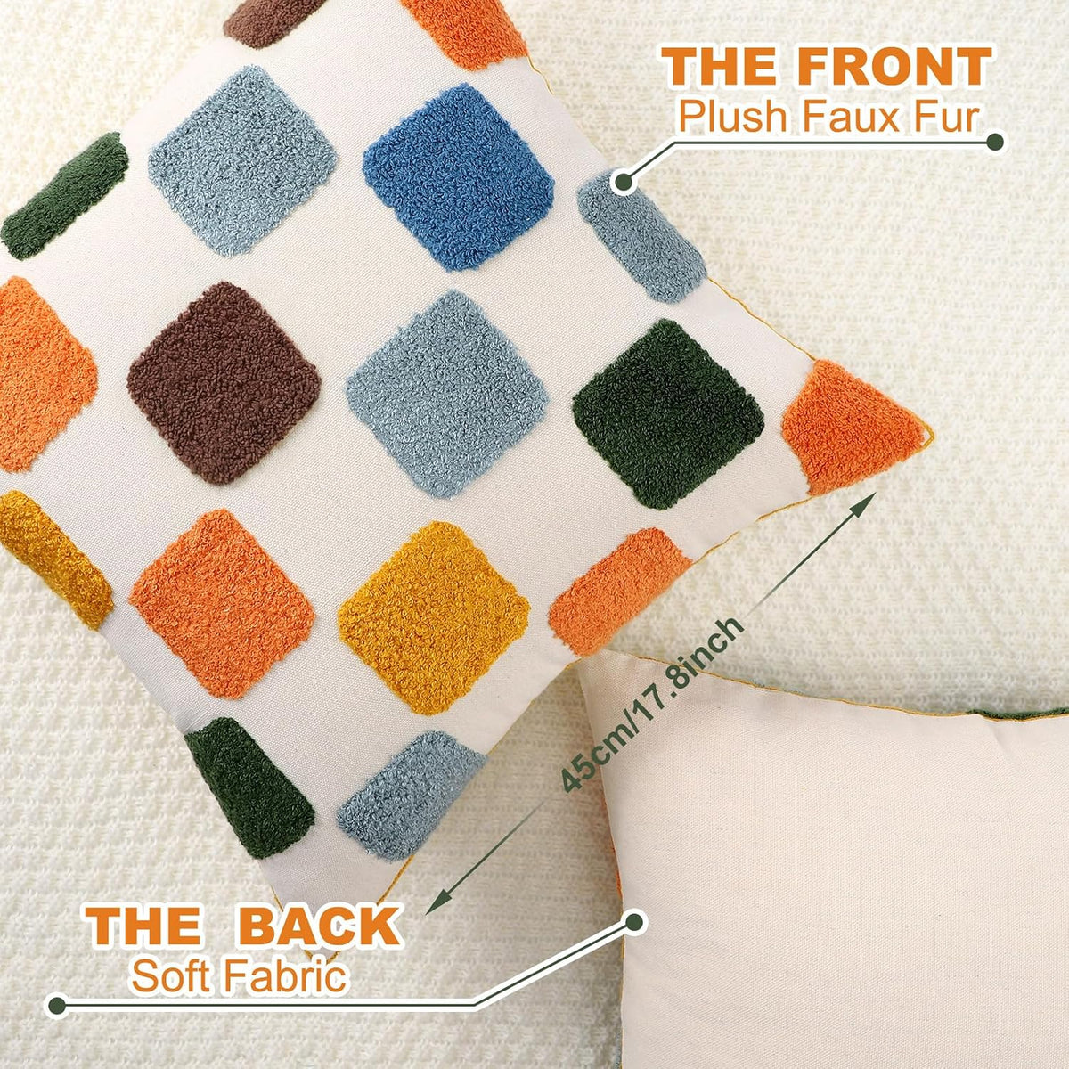 Mindsoft 2 Pcs Embroidered Throw Pillow Covers 18x18,Geometric,Colorful