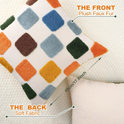 Mindsoft 2 Pcs Embroidered Throw Pillow Covers 18x18,Geometric,Colorful