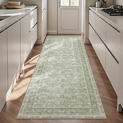 OPPODREAM Vintage Blue Area Rugs 5x7, Washable Rug for Living Room