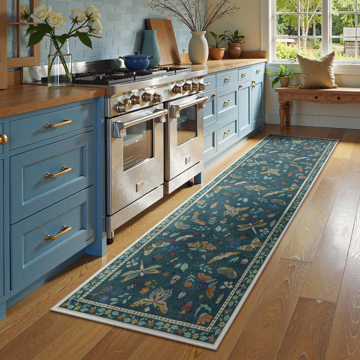 Lahome Bug Washable Area Rugs 5x7, Soft Green Rug for Living Room Bedroom