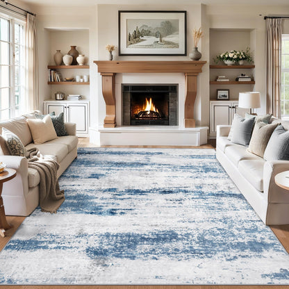 PLHXFR 8x10 Area Rug Living Room: Modern Abstract Washable Carpet Grey