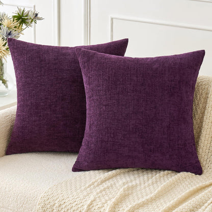 MIULEE Soft Chenille Throw Pillow Covers Sage Green 18x18 Inch Pack of 2