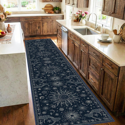 Vacuum-Friendly, 5x7 Washable Area Rug, Black Gold Beige Red